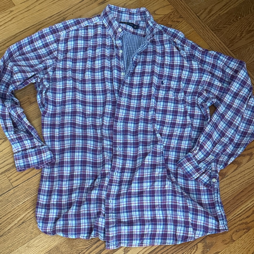 Ralph Lauren Purple and Blue Plaid Shirt Jacket